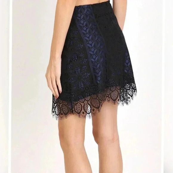 For Love & Lemons Lyla Skirt Navy/Black New With Tag - Picture 3 of 6
